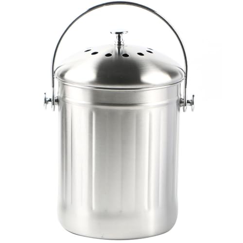 Cubo de abono interior de acero inoxidable con asa para encimera de cocina 2