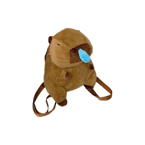 ALMLWIAJ Capybara Strawberry Carrot Watermelon Fries Fruit Corn Cute Plush Backpack Kawaii Cartoon Design for Women Ita Bag (Brown capybara with snot) Cover