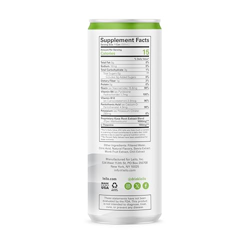 Leilo \"Margarita\" style Mocktail | Sugar Free, Non-Alcoholic Relaxation Drink with Kava | All Natural & Gluten Free | 12 ounce, Pack of 12