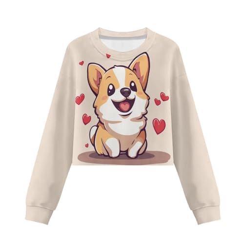 Girls Crop Tops Kids Long Sleeve Crewneck Girls Cropped Sweatshirt Pullover for 5-14 Years Teen Girl4