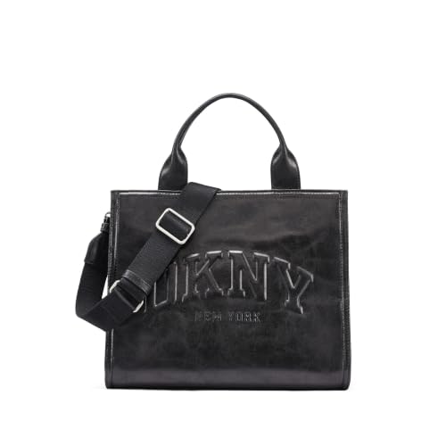 Image of DKNY Women's Hadlee Medium Tote Bag, Black/Silver, One Size