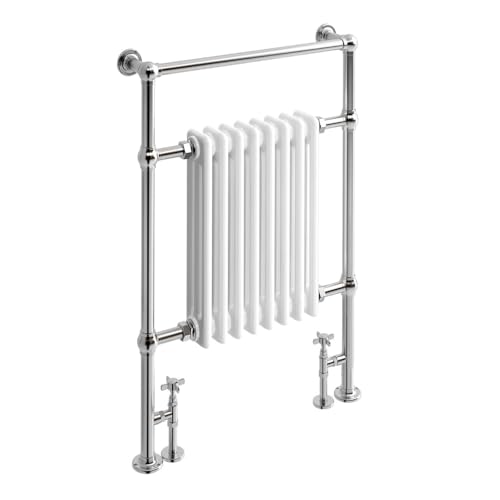 iBathUK Windsor Traditional Towel Radiator Rail, Curved Towel Warmer, 4 Column Floor Mounted Heated Towel Rail for Bathroom- 952x479mm