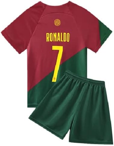 sahi2022 Portugal Printed No.7 Soccer Football Boy Kid Youth Jersey Kit Shirt Shorts Set Fan Gift