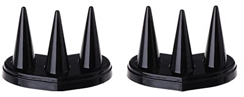 Image of morel JEWEL FINGER RING HOLDERS PLASTIC 3 MOUNT JEWELRY BLACK STAND RING CONE FINGER STORAGE ORGANIZER TOWERS PERFECT FOR BUSINESS PHOTOSHOOT ROOM DECORATION.(PACK OF 2)