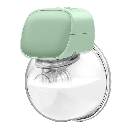 Momcozy Wearable Breast Pump, Quiet & Hands-Free, Portable Electric Breast Pump, Spill-Proof Ultra-Quiet Pain Free Breast Pump with 2 Mode & 5 Levels - 24mm Green
