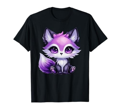 Süßer lila magischer Fuchs im Wald T-Shirt