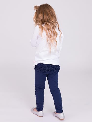 RuffleButts White Knit Long Sleeve Ruffle Layering Tee - 2T4