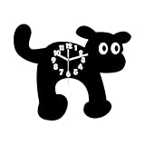 HouseVibe Creative Animal Wall Clock with Swinging Tail, Decorative Home Decor for Office, Bedroom, Farmhouse- Black
