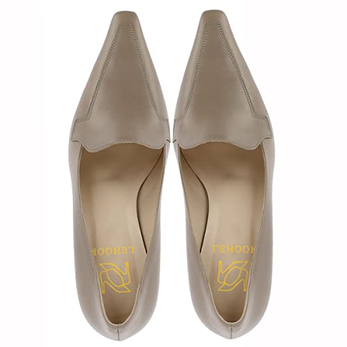 Image of LEHOOR Women Vintage Chunky Block Heel Pumps Shoes Square Pointed Toe Slip On Formal Office Work Business Loafers Shoes Suede Snakeskin Cone Heel Oxford Shoe Ladies Professional Chic Fall 4-11 M US