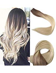 【Promotion】Full Shine 18" Balayage Hair Extensions Ombre Pu Tape in Hair Extensions Dip Dye Real Hair Extensions Color #3 and #8 Brwon Fading to #613Blonde Real Hair Glue in Extensions 50g 20 Pcs
