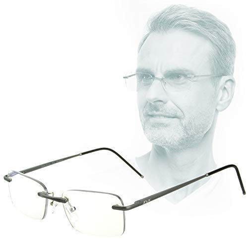 Edison & King "Free Frameless Reading Glasses â€“ with Premium Lenses and Blue Filter (Gun +1.50dpt)