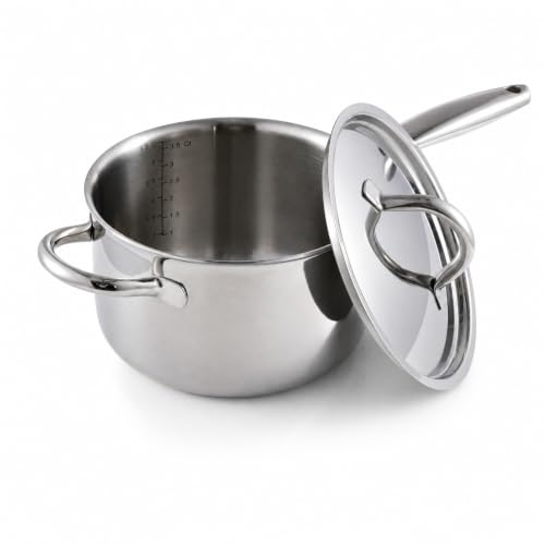 Fortune Candy 4-Quart Saucepan with Lid, Tri-Ply...