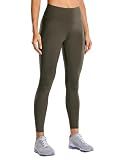 CRZ YOGA Women's Hugged Feeling Compression Running Leggings 25 Inches - Non See-Through Thick Training Tights Workout Pants Olive Yellow 25'' - R424 Running Small