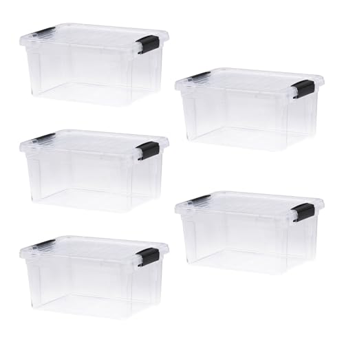 Image of Superio 6.6 Quart Clear Plastic Storage Boxes with Lids, Stackable Organizer Containers, BPA-Free Storage Bins for Home, Office, School & Dorm, 5 Pack