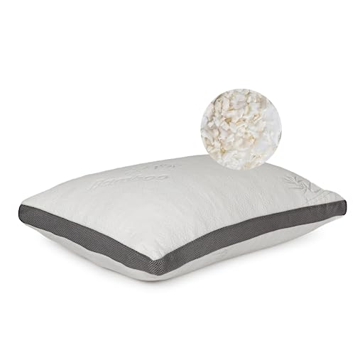 Sleep&Snuggle 100% Natural Shredded Latex Pillow Suitable for Back And Side Sleeping Superfibre Support for Neck, Shoulders Hypoallergenic Breathable Bamboo Cover - Pack of 1