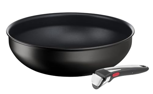 Tefal Ingenio Poêle Wok 28 cm + poignée amovible, Induction, Revêtement antiadhésif, Indicateur démarrage de cuisson, Empilable, Compatible lave-vaisselle,...