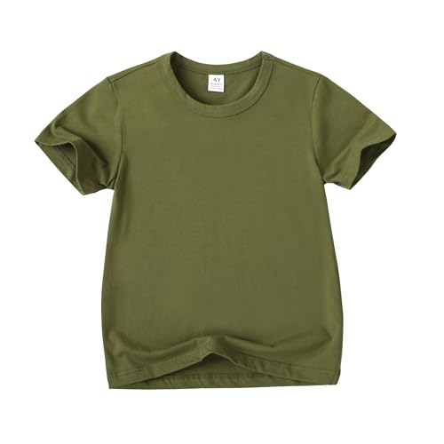 Image of Kids T Shirt Short Sleeve Crewneck Tee for Toddler Boys and Girls Cotton Basic Summer Top 2-6 Years