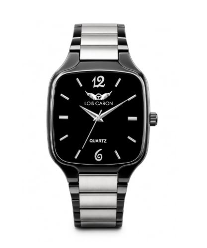 Image of LOIS CARON Black Two-Tone Square Analog Quartz Watch for Men /Boys Analog Wrist Watch Analog Watch - for Men LCS-8578
