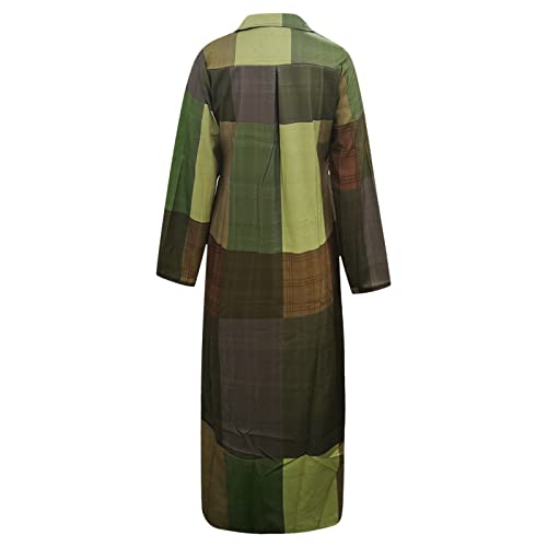 Aniywn Summer Dresses for Women 2022 Long Sleeve Button Down Maxi Dress Casual Loose Fitting Vintage Denim Shirt Dresses