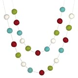 Red, White, Lime, Turquoise Felt Ball Garland- 1" (2.5 cm) Wool Felt Balls- Home Decor Holiday Chris