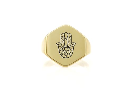 Bague Hamsa gravée pour femme : bague signet et bijoux de protection contre les énergies