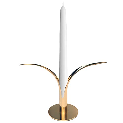 Brass Gold Candlestick Holder, Tropical Orchid Flower Taper Candle Holders For Table Decoration, Vintage & Modern Decorative Centerpiece Candlestick Holders For Table Mantel Wedding Housewarming Gift #TOP9