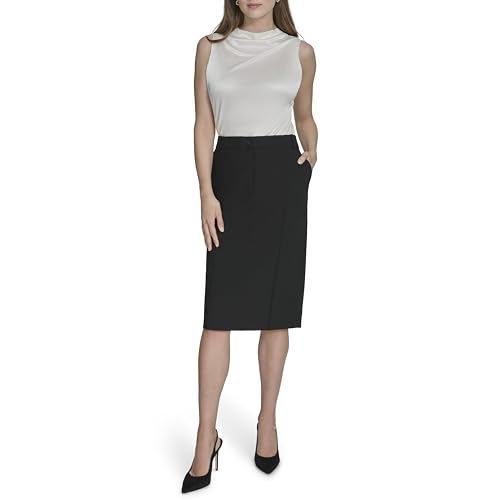 H HALSTON Women's Woven Suiting Pencil Skirt2