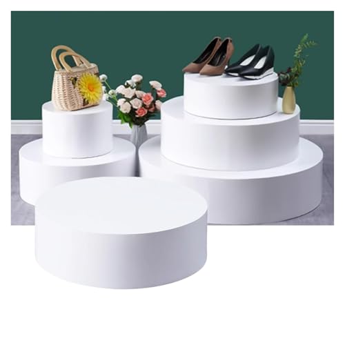 Supports cylindriques sur socle blancs 60x15cm pour table à dessert