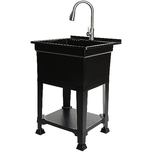 UTILITYSINKS Utility Sink Black - Quick Connect Drain - 24 x 24 in