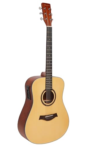 Image of Vault DA25CE 41-Inch Dreadnought Electro-Acoustic Guitar with Bubinga Back and Sides with Gig-Bag, Polishing Cloth, Strap, Picks & E-Book - Natural