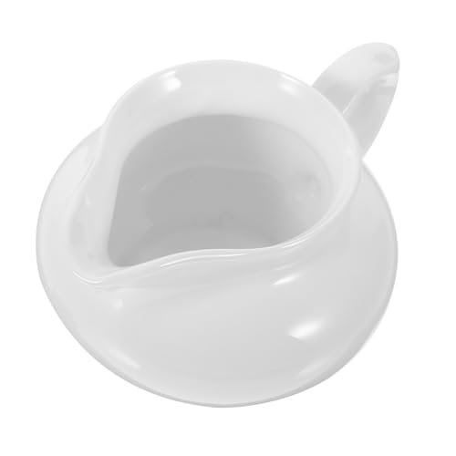 GRIRIW 1pc Ceramic Sauce Pot Milk Steaming Pitcher Gravy Jug Italian Espresso Cups Mini Sauce Mug Sauce Jug Coffee Syrup Milk Creamer Dispenser Sauce Pitcher Espresso Mug Ceramics White