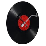 Reloj de Pared de Vinilo Negro Estilo Retro Forma de Disco, Material Plástico Resistente Que No se Deforma Desvanece, Adecuado para Decoración del Hogar