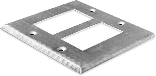Plaque murale double interrupteur en aluminium martelé main nickel brossé - 6