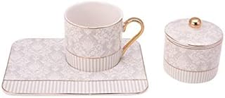Karaca Queen White Turkish Coffee Cup Set for 2 People, 2X Espresso Cup and 2X Saucer with, Robust Mocha Cup, Thick Drinking Rim, Espresso Cups, Porcelain