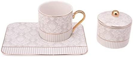 Karaca Queen White Turkish Coffee Cup Set for 2 People, 2X Espresso Cup and 2X Saucer with, Robust Mocha Cup, Thick Drinking Rim, Espresso Cups, Porcelain