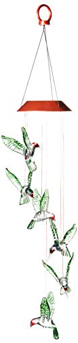 Six Hummingbird Solar Mobile 6 Dia. x 26L Color Changing Weather Durable Hanging Sculpture Bird