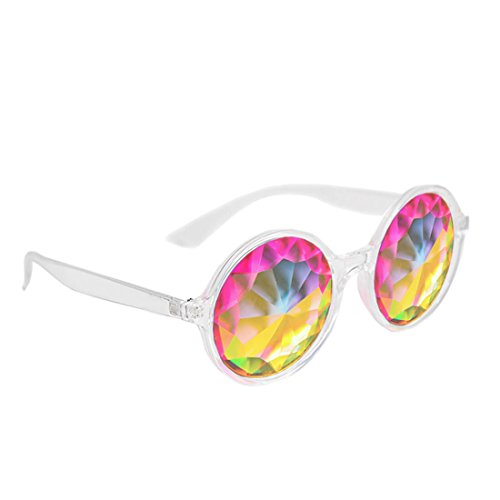 Xtra Lite Clear Kaleidoscope Glasses Lightweight Glass Crystal Edm Festival Diffraction #TOP4