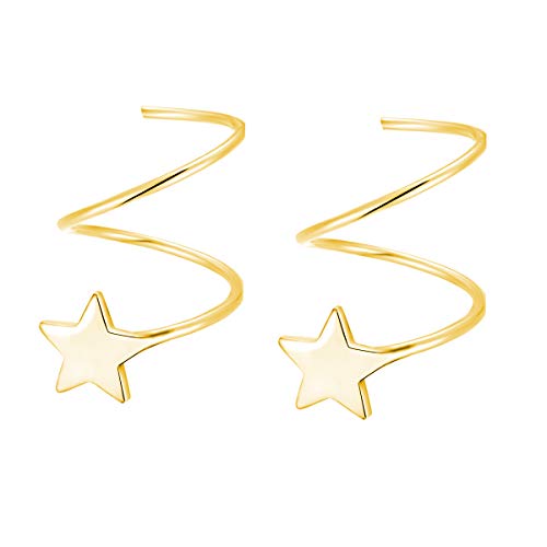 SLUYNZ 925 Sterling Silver Star Earrings for Women Teen Girls Fashion Star Wrap Earrings (Color 3)