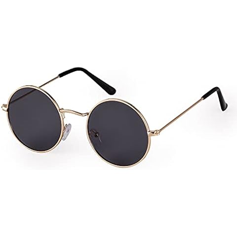 ADEWU Round Sunglasses Vintage Street Style Eyewear with Thin Metal Rim Men Women Cover
