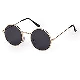 ADEWU Runde Sonnenbrille Vintage Street Style Brillen mit Dünnen Metallrand für Herren Damen