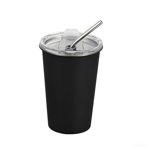 304 Stainless Steel Mug with Lid and Straw, 350ml & 500ml Reusable Tumbler Cup for Hot and Cold Drinks during Travel and Office Use