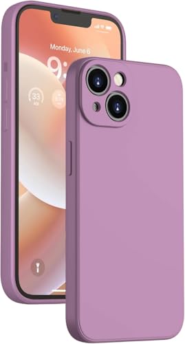 Image of DIZORO Microfiber Square Candy Case Compatible for iPhone 14, Shockproof Slim Back Cover Liquid Silicone Case (Lilac)
