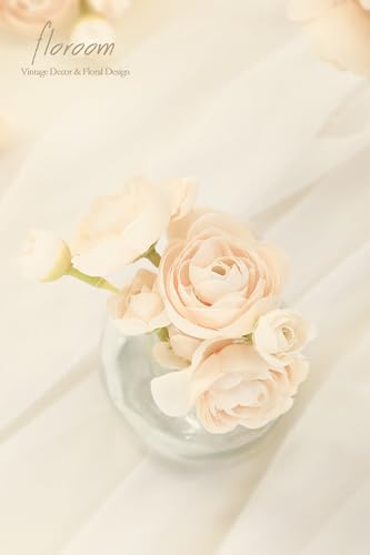 Floroom HS-XMD-CREAM Ranunculus Artificial Flowers 18 Pcs Champagne Faux Silk Mini Ranunculus Bulk Fake Wedding Filler Flowers thumb #4