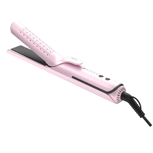 Cortex Beauty AirGlider 2-in-1 Cool Air Flat Iron & Curler | Adjustable Temp, Air Flow Tech, Dual Voltage, Auto Shut Off (Pink)
