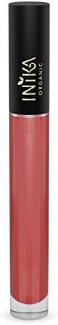 INIKA Certified Organic Lip Glaze, All Natural Make-Up Gloss, Vanilla Oil, Vitamin E, Moisturize, Protect, Soft, Smooth Results, Vegan, Halal, 5ml (Coral)