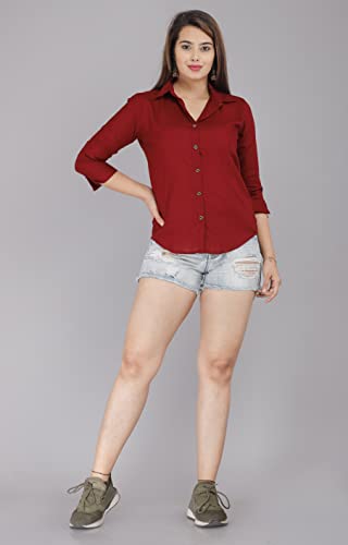 Image of Women Solid Shirt for Office & Casual wear | 3 /4th Sleeves Spread Collar