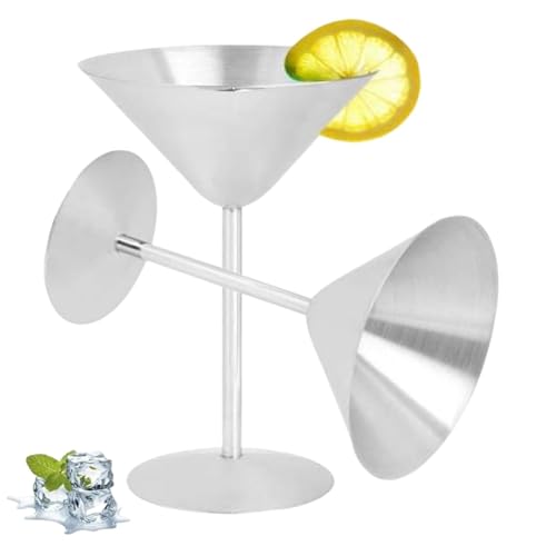 Set Di Bicchieri Da Martini in Acciaio Inox, 2 Pezzi Bicchieri Da Martini Bicchieri Da Cocktail in Metallo Alti Calici Da Cocktail Bicchiere Da Champagne per Bevande Martini Manhattan Vino Rosso