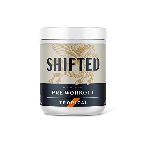 SHIFTED Premium Pre Workout Powder - Caffeinated Powdered Drink Mix with Creatine, L-Citrulline, Taurine, & L-Tyrosine - All-in-One Energy Drink Mix for Power, Endurance & Focus - (Tropical)