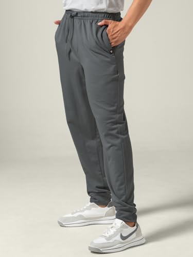 Image of DAMENSCH Men Mid Rise Regular Fit Cotton Blend Solid Moisture Wicking Antimicrobial Zipper Pocket Super Comfortable Baby Terry Lounge Joggers