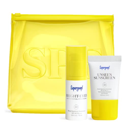 Supergoop! Bright-Eyed & Unseen Kit - 100% Mineral, SPF 40 Eye Cream (0.5 fl oz) & Invisible SPF 40 Face Sunscreen (0.5 fl oz) - Makes a Great Gift